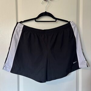 Nike Women's Black Athletic Shorts with White Mesh Side Panels